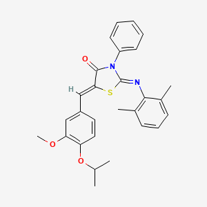 molecular formula C28H28N2O3S B11517600 (2Z,5Z)-2-[(2,6-dimethylphenyl)imino]-5-[3-methoxy-4-(propan-2-yloxy)benzylidene]-3-phenyl-1,3-thiazolidin-4-one 