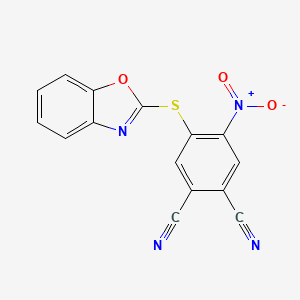 molecular formula C15H6N4O3S B11517614 4-(1,3-Benzoxazol-2-ylsulfanyl)-5-nitrobenzene-1,2-dicarbonitrile 