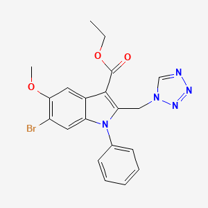 molecular formula C20H18BrN5O3 B11517642 ethyl 6-bromo-5-methoxy-1-phenyl-2-(1H-tetrazol-1-ylmethyl)-1H-indole-3-carboxylate 