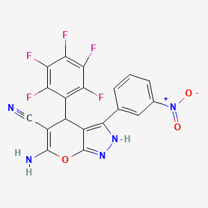 6-Amino-3-(3-nitrophenyl)-4-(pentafluorophenyl)-1,4-dihydropyrano[2,3-c]pyrazole-5-carbonitrile