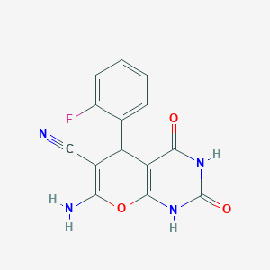 7-amino-5-(2-fluorophenyl)-2,4-dioxo-1,3,4,5-tetrahydro-2H-pyrano[2,3-d]pyrimidine-6-carbonitrile