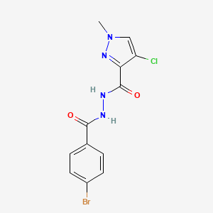 molecular formula C12H10BrClN4O2 B11517685 N'-[(4-bromophenyl)carbonyl]-4-chloro-1-methyl-1H-pyrazole-3-carbohydrazide 