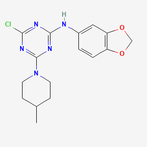 N-(1,3-benzodioxol-5-yl)-4-chloro-6-(4-methylpiperidin-1-yl)-1,3,5-triazin-2-amine