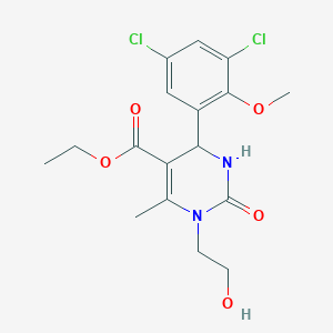 Ethyl 4-(3,5-dichloro-2-methoxyphenyl)-1-(2-hydroxyethyl)-6-methyl-2-oxo-1,2,3,4-tetrahydropyrimidine-5-carboxylate