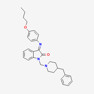 (3E)-1-[(4-benzylpiperidin-1-yl)methyl]-3-[(4-butoxyphenyl)imino]-1,3-dihydro-2H-indol-2-one