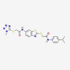 2-[(1-methyl-1H-tetrazol-5-yl)sulfanyl]-N-{2-[(2-oxo-2-{[4-(propan-2-yl)phenyl]amino}ethyl)sulfanyl]-1,3-benzothiazol-6-yl}acetamide