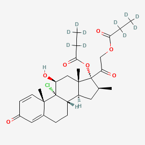 molecular formula C₂₈H₂₇D₁₀ClO₇ B1151785 [2-[(8S,9R,10S,11S,13S,14S,16S,17R)-9-chloro-11-hydroxy-10,13,16-trimethyl-3-oxo-17-(2,2,3,3,3-pentadeuteriopropanoyloxy)-6,7,8,11,12,14,15,16-octahydrocyclopenta[a]phenanthren-17-yl]-2-oxoethyl] 2,2,3,3,3-pentadeuteriopropanoate 
