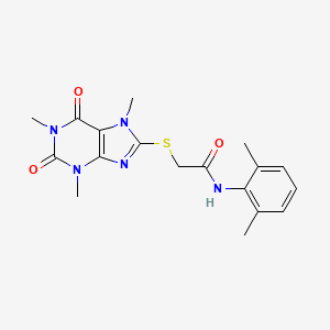 molecular formula C18H21N5O3S B11517866 N-(2,6-dimethylphenyl)-2-[(1,3,7-trimethyl-2,6-dioxo-2,3,6,7-tetrahydro-1H-purin-8-yl)sulfanyl]acetamide 