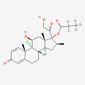 molecular formula C₂₅H₂₈D₅ClO₆ B1151787 [(8S,9R,10S,11S,13S,14S,16S,17R)-9-chloro-11-hydroxy-17-(2-hydroxyacetyl)-10,13,16-trimethyl-3-oxo-6,7,8,11,12,14,15,16-octahydrocyclopenta[a]phenanthren-17-yl] 2,2,3,3,3-pentadeuteriopropanoate 