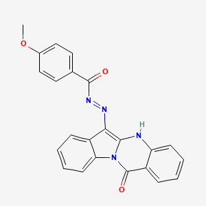 molecular formula C23H16N4O3 B11517872 4-methoxy-N'-[(6Z)-12-oxoindolo[2,1-b]quinazolin-6(12H)-ylidene]benzohydrazide 