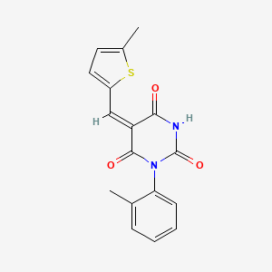 (5E)-1-(2-methylphenyl)-5-[(5-methylthiophen-2-yl)methylidene]-1,3-diazinane-2,4,6-trione