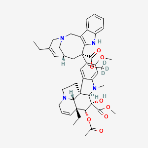 molecular formula C₅₃H₆₃D₃N₄O₂₀ B1151791 methyl (1R,9R,10S,11R,12R,19R)-11-acetyloxy-12-ethyl-4-[(12S,14R)-16-ethyl-12-(trideuteriomethoxycarbonyl)-1,10-diazatetracyclo[12.3.1.03,11.04,9]octadeca-3(11),4,6,8,15-pentaen-12-yl]-10-hydroxy-5-methoxy-8-methyl-8,16-diazapentacyclo[10.6.1.01,9.02,7.016,19]nonadeca-2,4,6,13-tetraene-10-carboxylate 