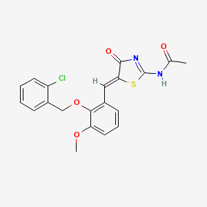 N-[(2E,5Z)-5-{2-[(2-chlorobenzyl)oxy]-3-methoxybenzylidene}-4-oxo-1,3-thiazolidin-2-ylidene]acetamide