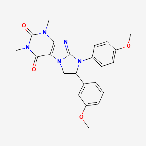 molecular formula C23H21N5O4 B11517992 7-(3-methoxyphenyl)-8-(4-methoxyphenyl)-1,3-dimethyl-1H-imidazo[2,1-f]purine-2,4(3H,8H)-dione 