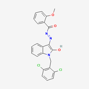 molecular formula C23H17Cl2N3O3 B11518035 N'-[(3Z)-1-(2,6-dichlorobenzyl)-2-oxo-1,2-dihydro-3H-indol-3-ylidene]-2-methoxybenzohydrazide 