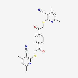 molecular formula C26H22N4O2S2 B11518048 2,2'-{1,4-Phenylenebis[(2-oxoethane-2,1-diyl)thio]}bis(4,6-dimethylnicotinonitrile) 