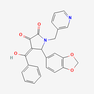 molecular formula C24H18N2O5 B11518055 5-(1,3-benzodioxol-5-yl)-3-hydroxy-4-(phenylcarbonyl)-1-(pyridin-3-ylmethyl)-1,5-dihydro-2H-pyrrol-2-one 