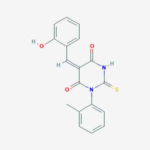 (5E)-5-[(2-hydroxyphenyl)methylidene]-1-(2-methylphenyl)-2-sulfanylidene-1,3-diazinane-4,6-dione