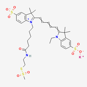molecular formula C₃₆H₄₆KN₃O₉S₄ B1151808 Potassium;2-[5-[3,3-dimethyl-1-[6-(2-methylsulfonylsulfanylethylamino)-6-oxohexyl]-5-sulfonatoindol-1-ium-2-yl]penta-2,4-dienylidene]-1-ethyl-3,3-dimethylindole-5-sulfonate 