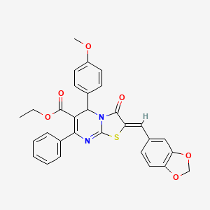 ethyl (2Z)-2-(1,3-benzodioxol-5-ylmethylidene)-5-(4-methoxyphenyl)-3-oxo-7-phenyl-2,3-dihydro-5H-[1,3]thiazolo[3,2-a]pyrimidine-6-carboxylate