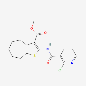 molecular formula C17H17ClN2O3S B11518193 methyl 2-{[(2-chloropyridin-3-yl)carbonyl]amino}-5,6,7,8-tetrahydro-4H-cyclohepta[b]thiophene-3-carboxylate 