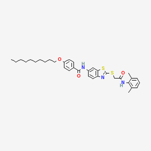 molecular formula C34H41N3O3S2 B11518198 4-(decyloxy)-N-[2-({2-[(2,6-dimethylphenyl)amino]-2-oxoethyl}sulfanyl)-1,3-benzothiazol-6-yl]benzamide 