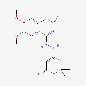 molecular formula C21H29N3O3 B11518218 (3Z)-3-[(2E)-(6,7-dimethoxy-3,3-dimethyl-3,4-dihydroisoquinolin-1(2H)-ylidene)hydrazinylidene]-5,5-dimethylcyclohex-1-en-1-ol 