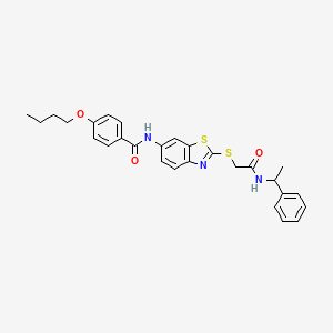 4-butoxy-N-[2-({2-oxo-2-[(1-phenylethyl)amino]ethyl}sulfanyl)-1,3-benzothiazol-6-yl]benzamide