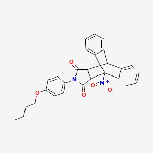 molecular formula C28H24N2O5 B11518249 17-(4-Butoxyphenyl)-1-nitro-17-azapentacyclo[6.6.5.0~2,7~.0~9,14~.0~15,19~]nonadeca-2,4,6,9,11,13-hexaene-16,18-dione (non-preferred name) 