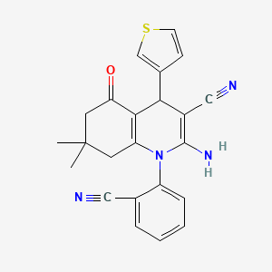 2-Amino-1-(2-cyanophenyl)-7,7-dimethyl-5-oxo-4-(thiophen-3-yl)-1,4,5,6,7,8-hexahydroquinoline-3-carbonitrile