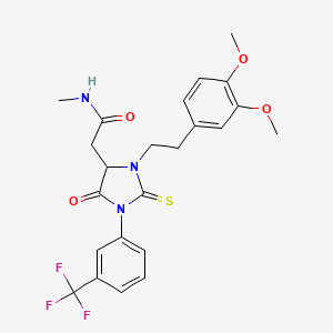 molecular formula C23H24F3N3O4S B11518289 2-{3-[2-(3,4-dimethoxyphenyl)ethyl]-5-oxo-2-thioxo-1-[3-(trifluoromethyl)phenyl]imidazolidin-4-yl}-N-methylacetamide 