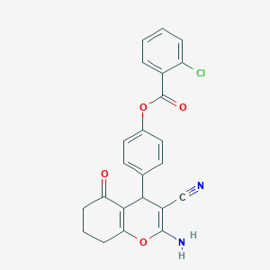 4-(2-amino-3-cyano-5-oxo-5,6,7,8-tetrahydro-4H-chromen-4-yl)phenyl 2-chlorobenzoate