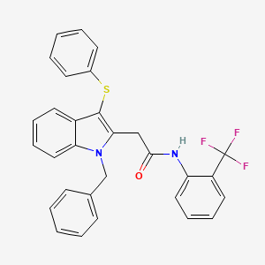 2-[1-benzyl-3-(phenylsulfanyl)-1H-indol-2-yl]-N-[2-(trifluoromethyl)phenyl]acetamide