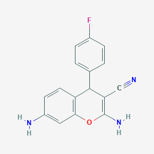 molecular formula C16H12FN3O B11518333 2,7-diamino-4-(4-fluorophenyl)-4H-chromene-3-carbonitrile 