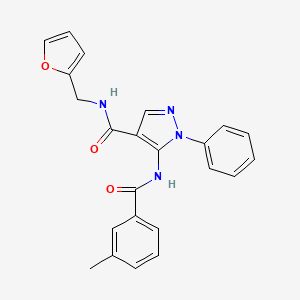 molecular formula C23H20N4O3 B11518337 N-(furan-2-ylmethyl)-5-{[(3-methylphenyl)carbonyl]amino}-1-phenyl-1H-pyrazole-4-carboxamide 