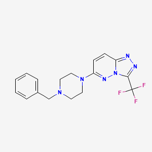 molecular formula C17H17F3N6 B11518346 1,2,4-Triazolo[4,3-b]pyridazine, 6-(4-benzyl-1-piperazinyl)-3-trifluoromethyl- 