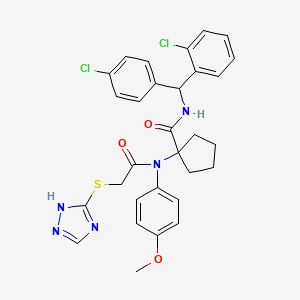 N-[(2-chlorophenyl)(4-chlorophenyl)methyl]-1-{(4-methoxyphenyl)[(1H-1,2,4-triazol-5-ylsulfanyl)acetyl]amino}cyclopentanecarboxamide