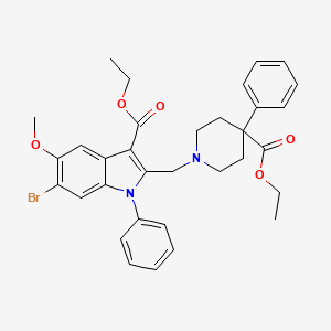 molecular formula C33H35BrN2O5 B11518458 ethyl 6-bromo-2-{[4-(ethoxycarbonyl)-4-phenylpiperidin-1-yl]methyl}-5-methoxy-1-phenyl-1H-indole-3-carboxylate 