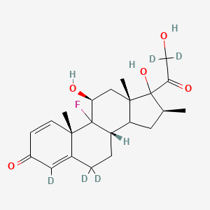 molecular formula C₂₂H₂₄D₅FO₅ B1151847 (8S,10S,11S,13S,16S)-4,6,6-trideuterio-17-(2,2-dideuterio-2-hydroxyacetyl)-9-fluoro-11,17-dihydroxy-10,13,16-trimethyl-8,11,12,14,15,16-hexahydro-7H-cyclopenta[a]phenanthren-3-one 
