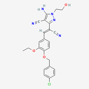 5-amino-3-[(Z)-2-{4-[(4-chlorobenzyl)oxy]-3-ethoxyphenyl}-1-cyanoethenyl]-1-(2-hydroxyethyl)-1H-pyrazole-4-carbonitrile