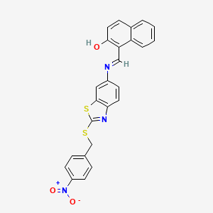 1-[(E)-({2-[(4-nitrobenzyl)sulfanyl]-1,3-benzothiazol-6-yl}imino)methyl]naphthalen-2-ol