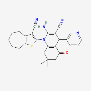 2-amino-1-(3-cyano-5,6,7,8-tetrahydro-4H-cyclohepta[b]thiophen-2-yl)-7,7-dimethyl-5-oxo-4-(pyridin-3-yl)-1,4,5,6,7,8-hexahydroquinoline-3-carbonitrile