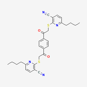 molecular formula C30H30N4O2S2 B11518595 2,2'-{Benzene-1,4-diylbis[(2-oxoethane-2,1-diyl)sulfanediyl]}bis(6-butylpyridine-3-carbonitrile) 