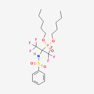 molecular formula C19H28F6NO5PS B11518600 Dipentyl (2-benzenesulfonamido-1,1,1,3,3,3-hexafluoropropan-2-YL)phosphonate 