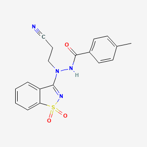 N'-(2-cyanoethyl)-N'-(1,1-dioxido-1,2-benzothiazol-3-yl)-4-methylbenzohydrazide