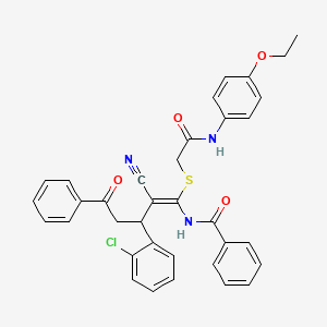 molecular formula C35H30ClN3O4S B11518618 N-[(1Z)-3-(2-chlorophenyl)-2-cyano-1-({2-[(4-ethoxyphenyl)amino]-2-oxoethyl}sulfanyl)-5-oxo-5-phenylpent-1-en-1-yl]benzamide 