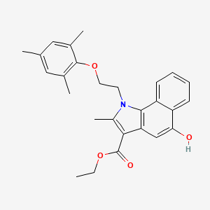 molecular formula C27H29NO4 B11518622 ethyl 5-hydroxy-2-methyl-1-[2-(2,4,6-trimethylphenoxy)ethyl]-1H-benzo[g]indole-3-carboxylate 