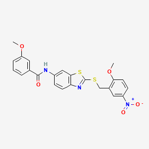 3-methoxy-N-{2-[(2-methoxy-5-nitrobenzyl)sulfanyl]-1,3-benzothiazol-6-yl}benzamide