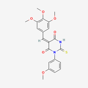 molecular formula C21H20N2O6S B11518636 (5E)-1-(3-methoxyphenyl)-2-sulfanylidene-5-[(3,4,5-trimethoxyphenyl)methylidene]-1,3-diazinane-4,6-dione 