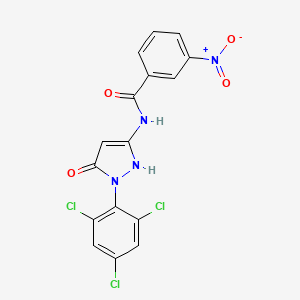 molecular formula C16H9Cl3N4O4 B11518653 N-[5-hydroxy-1-(2,4,6-trichlorophenyl)-1H-pyrazol-3-yl]-3-nitrobenzamide 